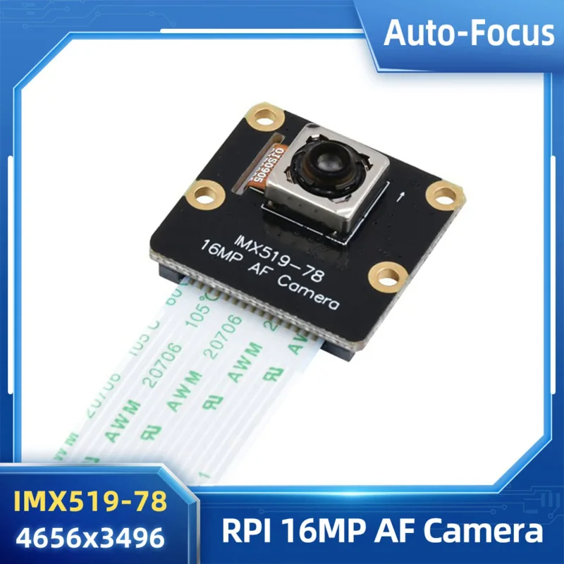 

IMX519-78 16MP AF Camera Auto Focus 4656x3496 High-Resolution Industrial Grade Camera for Raspberry Pi 4B 3B 3B Zero 5 RPI 5