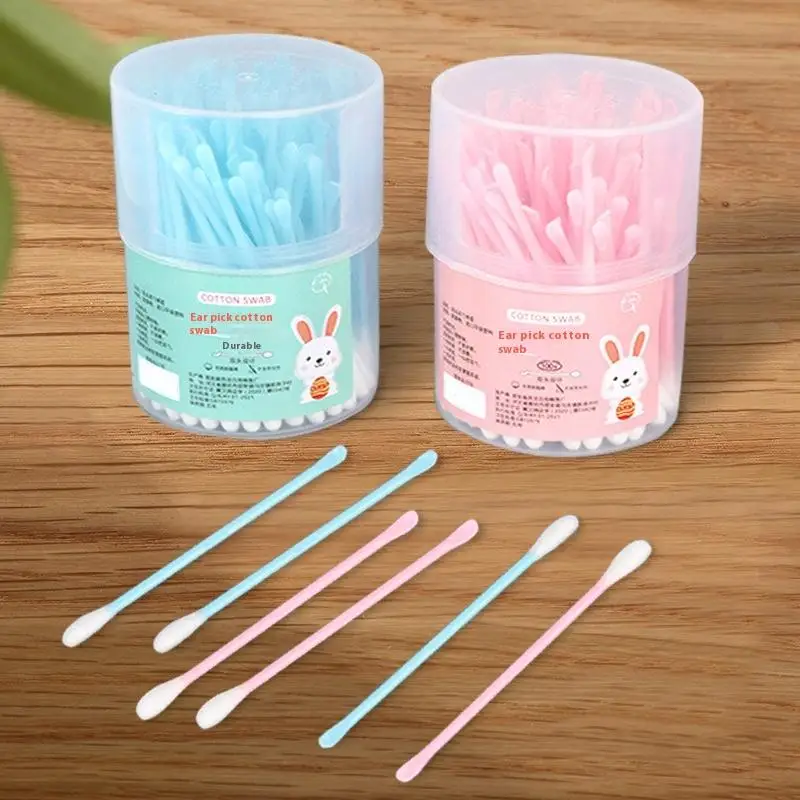 100pc  Disposable Eyelash Brushes Swab 2In1 Cotton Swab Ear Scoop Dual-Headdual-Function Cotton Pad Ear Cleaning  Makeup Removal