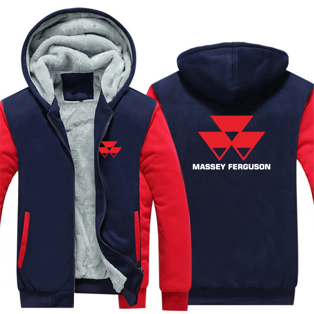 

New Men Massey Ferguson Logo Print Hoodie Winter Cotton Zipper Thicken Warmer Hooded Jacket Comfortable Cardigan Man Sweatshirt