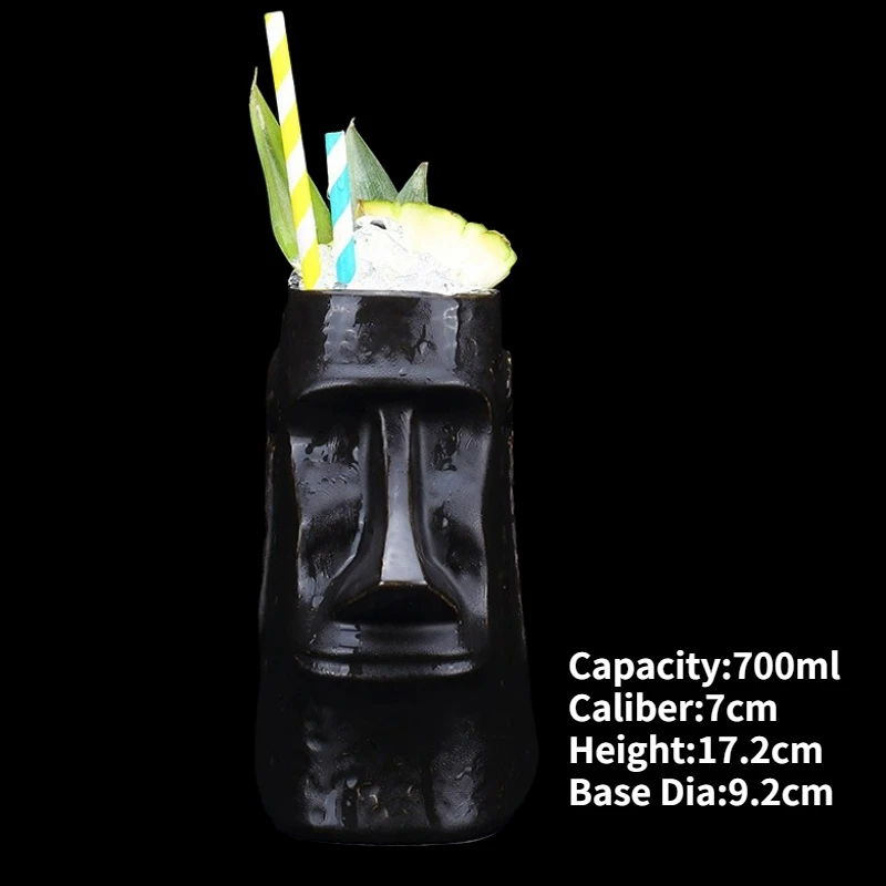 Hawaiian Ceramic Tiki Mug - Creative Cocktail Cup and Halloween Bar Gift
