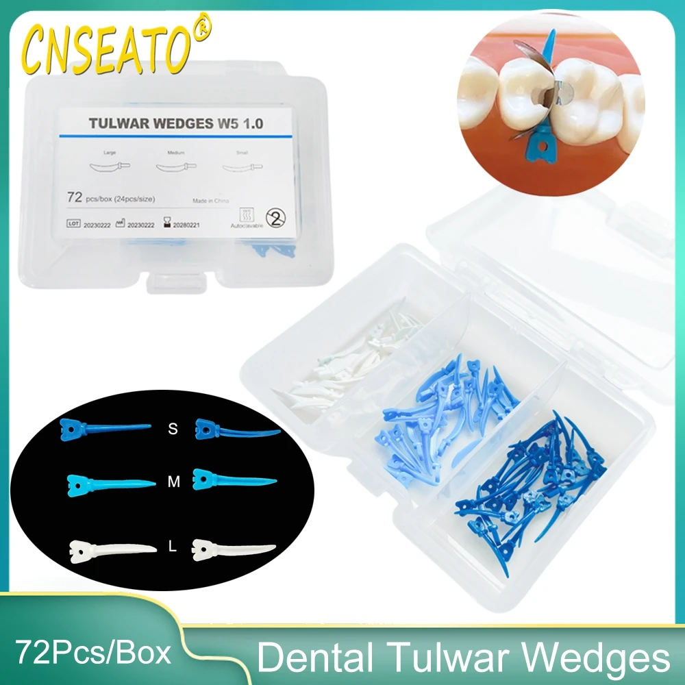 

72Pcs/Box Dental Tulwar Wedges with Hole Diastema Matrix System Refill Plastic Wedge L/M/S Dentistry Materials Dentist Tool