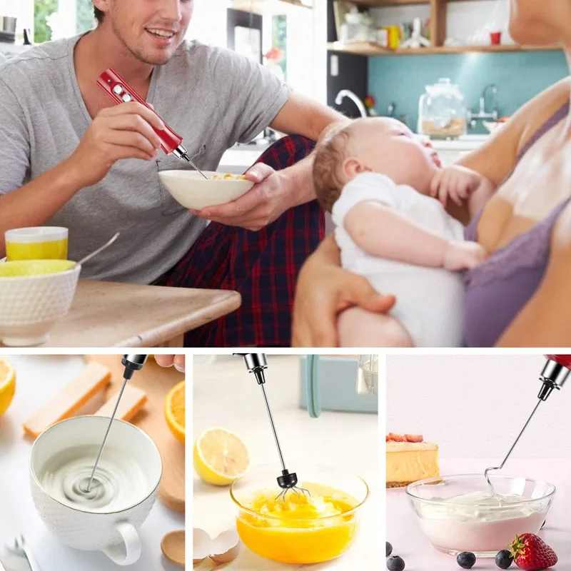 milk frother egg beater food mixer electric whisk handheld electric whisk Electric Egg Beater Milk Frother Foam Maker 3 In 1 USB Rechargeable High Speeds Drink Mixer Handheld Foamer Coffee Frothing Wand