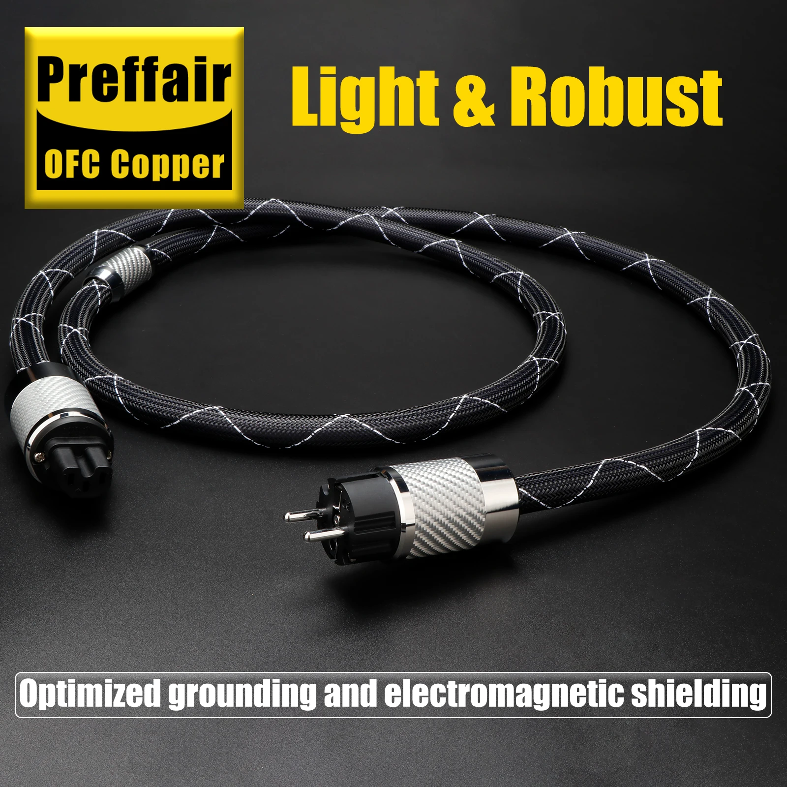 하이파이 전원 케이블 OCC 은도금 FI-E50 FI-50 (R) 플러그 카본 파이버 로듐 도금 EU/US C15 플러그 오디오 전원 코드