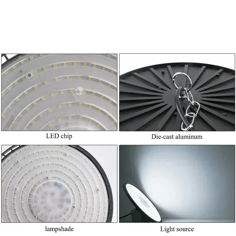 LED 100W 150W 200W UFO High Bay Lamp AC220V Aluminum Shell High Brightness IP65 Waterproof Light Workshop Lighting Chandelier