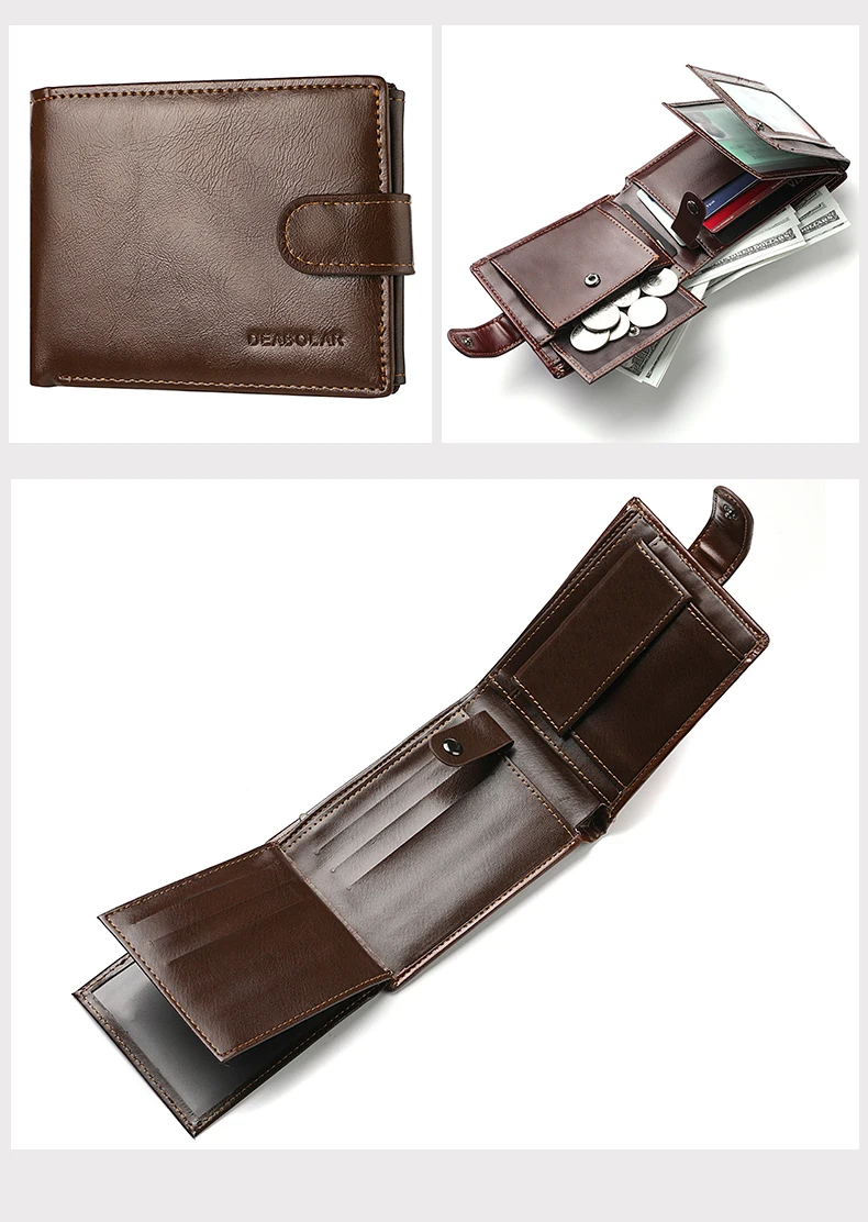 Mens Multi-Function Large Capacity Wallet - Zipper Coin  ID Holder