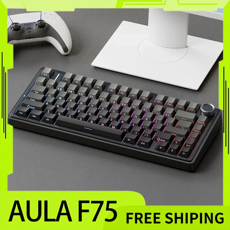 Aula f75 teclado sem fio bluetooth teclados mec nicos gamer hot swap 80