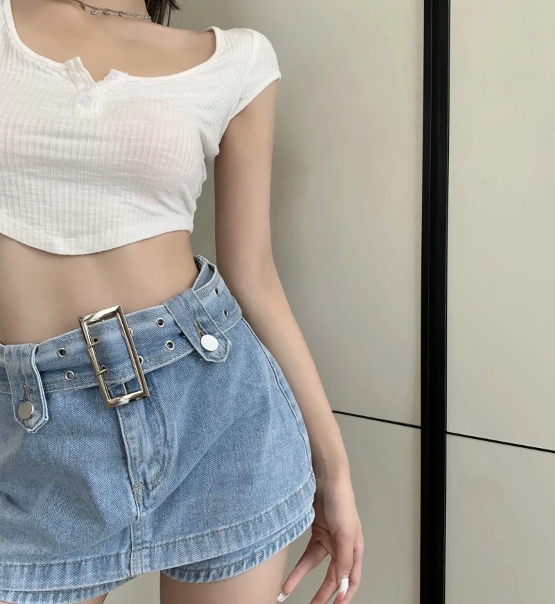 denim skirts for women CMETAY Y2K Denim Skirt Women Summer 2022 New Fashion Sexy Babes Pocket Blue High Waist Short Skirts Cute Bottoms Clubwear black mini skirt