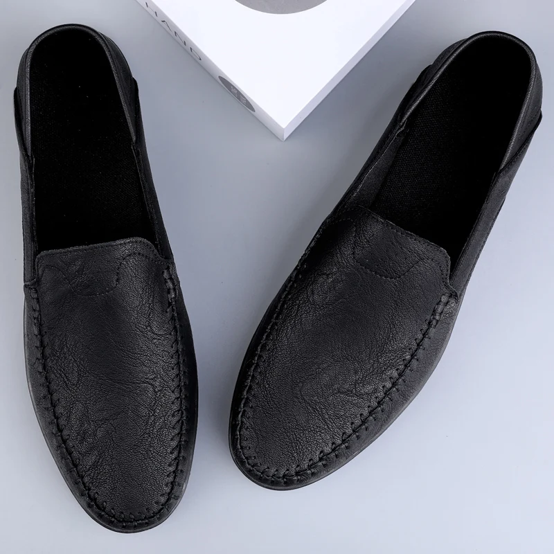 Genuine Leather Men Shoes Casual Formal Mens Loafers Moccasins Luxury Brand Italian Breathable Slip on Male Boat Shoe Size 46 47 4
