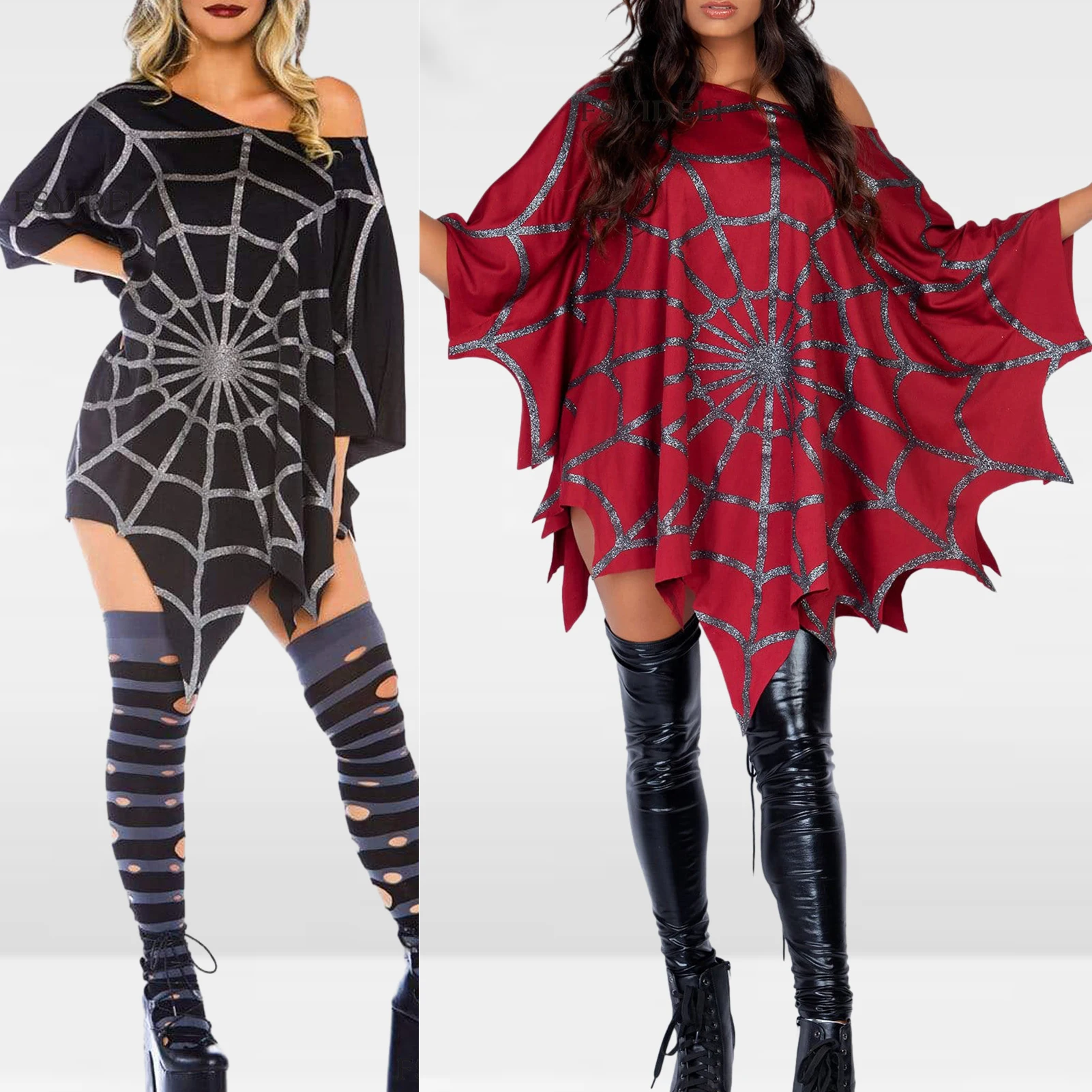 

Женский костюм-пончо в виде паука, блестящий накидка в виде паутины, новинка, пуловер свободного покроя, для Хэллоуина, косплея, клуба