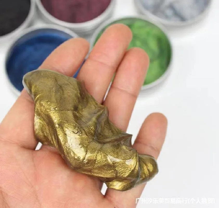 Soft Magnetic Putty Relieve Stress Metal Magic Therapy Slime Gold Color Jumping Clay Educational Toy Gift for Adult Kid Home Fun 6