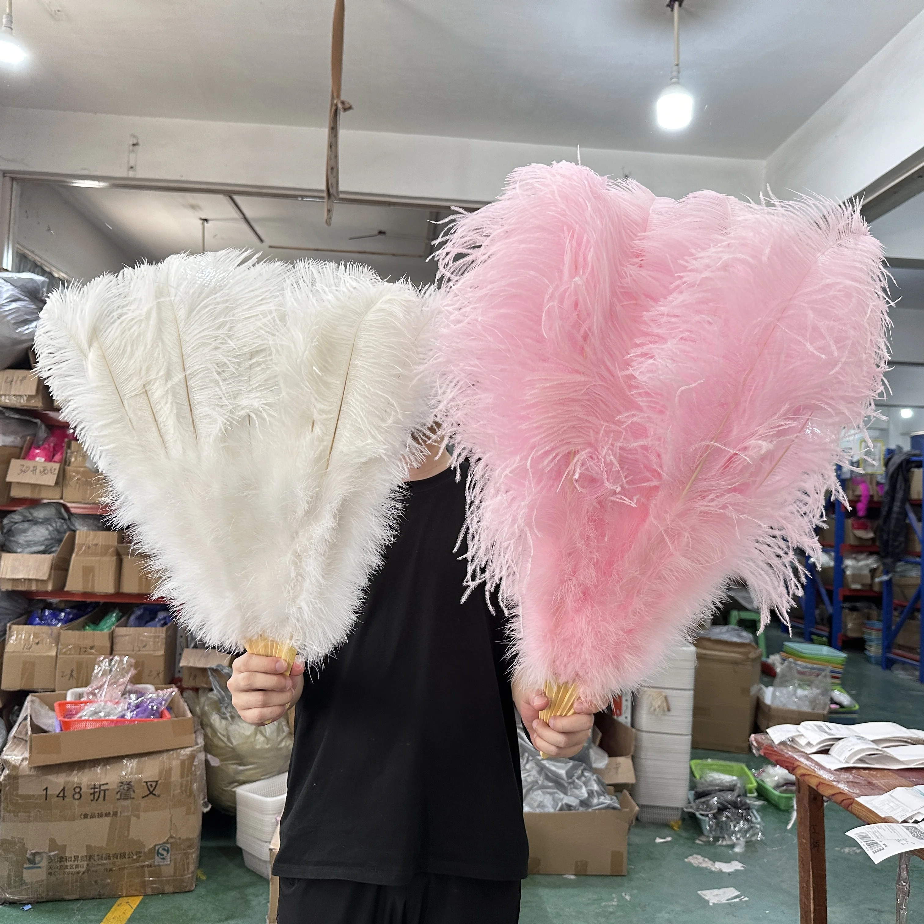 1 Mètre Blanc Plume D'autruche Tissu Dentelle Gland Robe De Soirée De Mariage Plumes Décoratives Garniture Frange Pas De Rubans-Rose,10-15 2ply