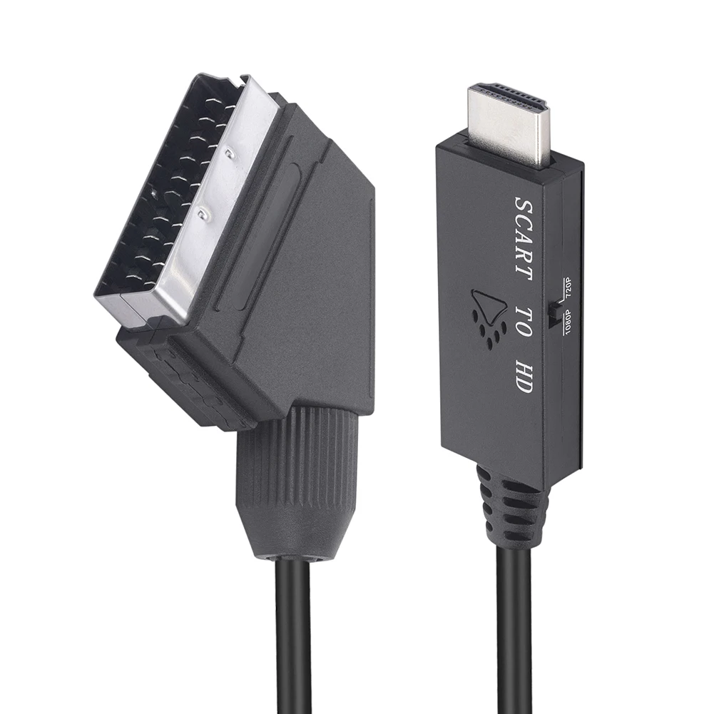 1m 오디오 비디오 어댑터 Scart-HDMI 호환 1080P 비디오 오디오 변환기 DC 5V 마이크로 USB 케이블 셋톱박스용 액세서리