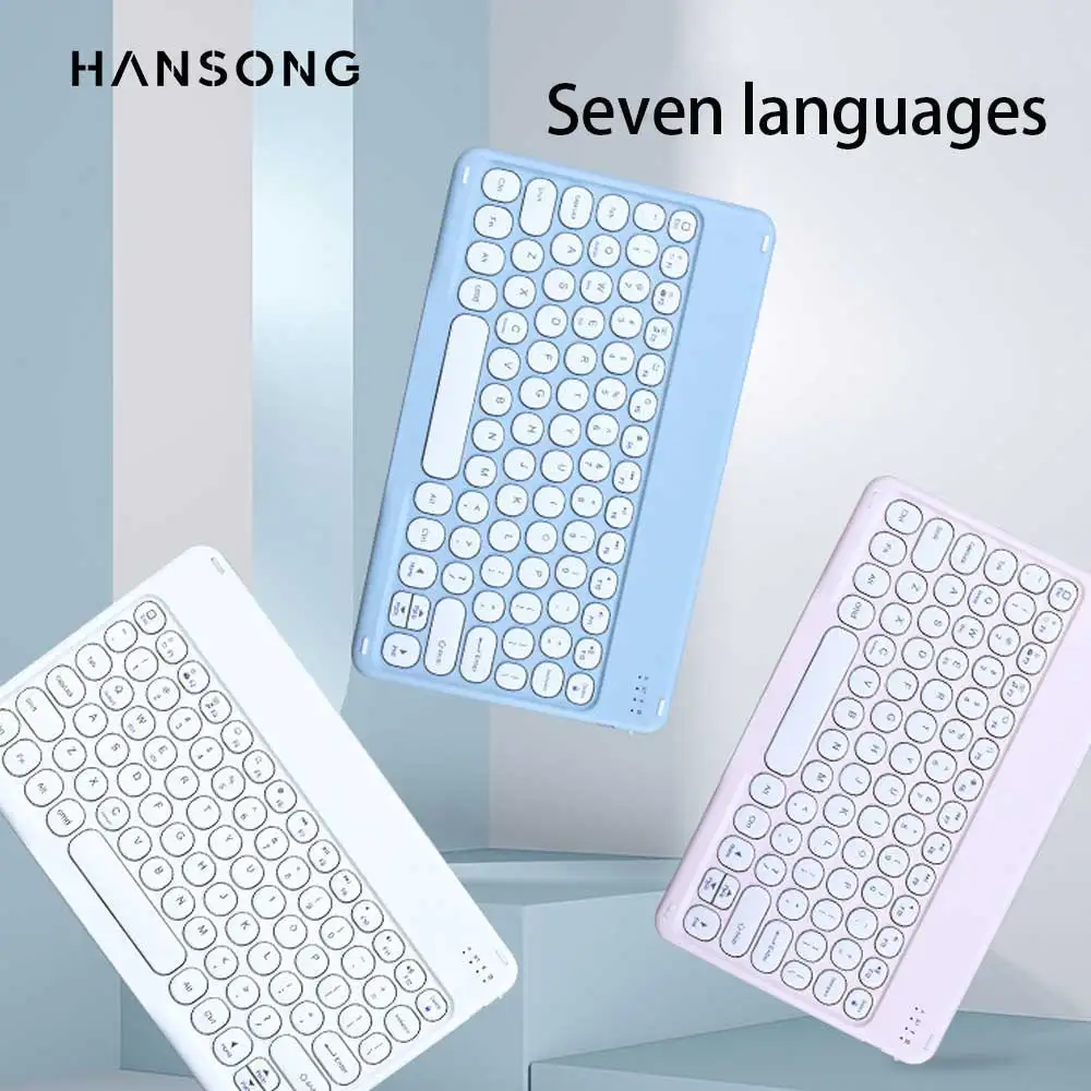 Wireless Bluetooth Keyboard with Round Keycaps and Long-Lasting Battery