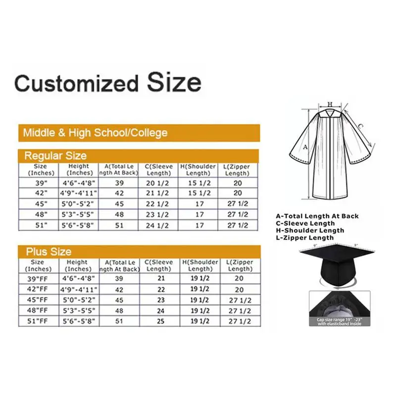 Top more than 141 graduation gown size chart latest camera.edu.vn
