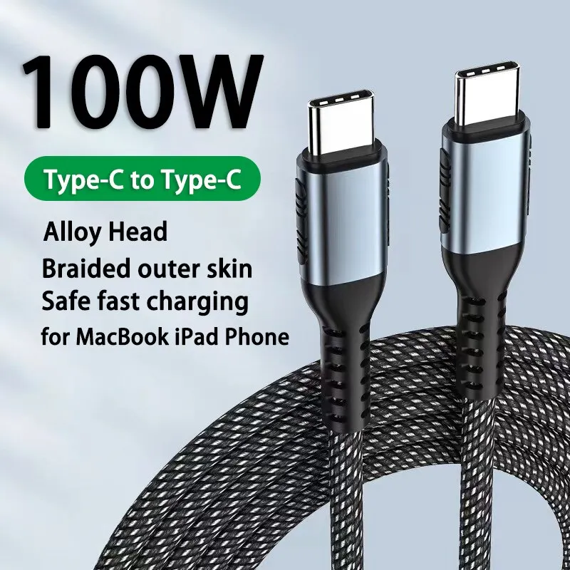 100W 6A Fast Charging Type C To Type C Cable for Samsung Xiaomi Redmi Charger USB Cable for MacBook Pro iPad Pro Data