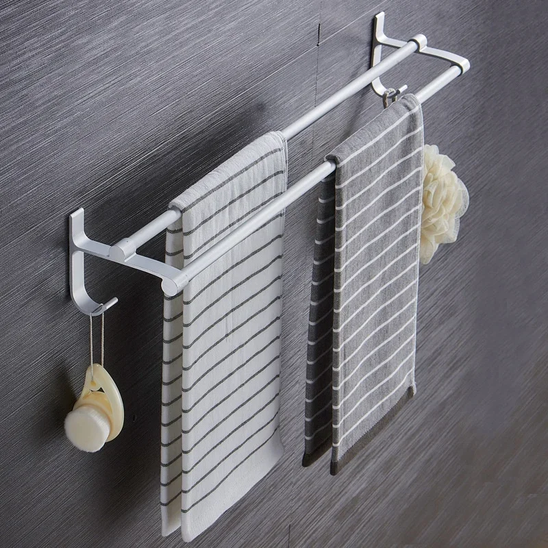 New Wall Mounted Rail Double Towel Bar Finish Holder Hanger Towel Rack Bathroom Accessories