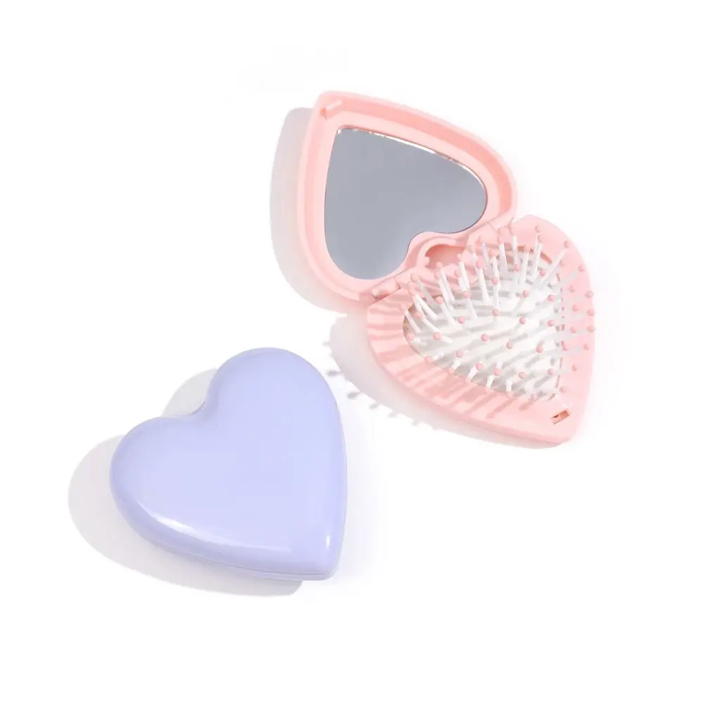 Description Picture 6 of itemMini Heart Hair Comb with Mirror Anti-static Air Cushion Comb Candy Color Compact Makeup Mirror Folding Airbag Comb Beauty Tool