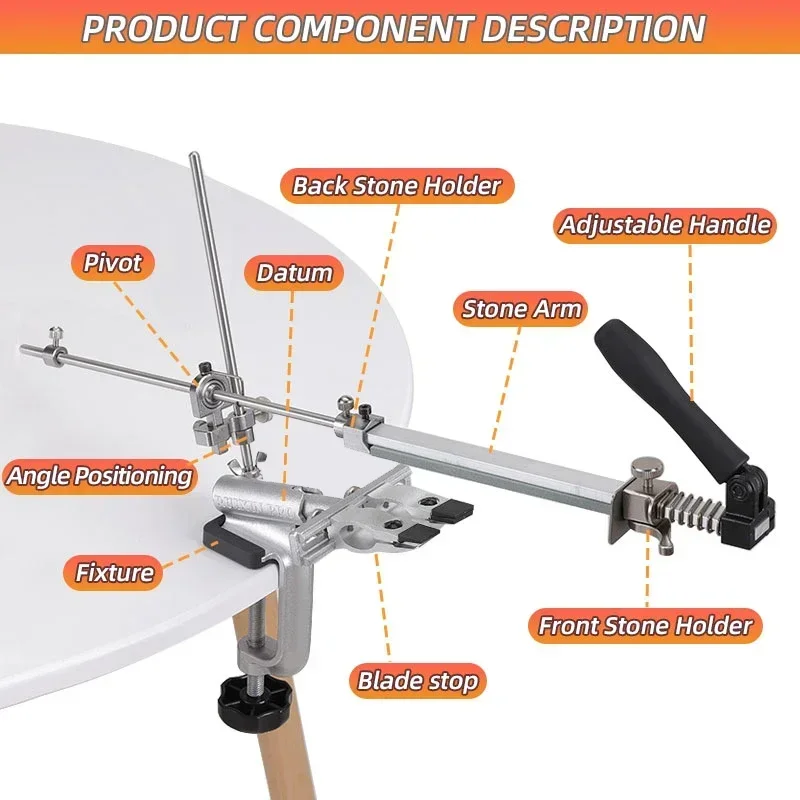 Knife Sharpener Ruixin Pro RX009 Aluminium Alloy Knife Sharpener System 360 Degree Flip Constant Angle Grinding Tools