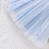 Robe en maille bleue pour petites filles, avec nœud en cœur et paillettes étoiles, robe de princesse quotidienne de Style doux, nouvelle collection printemps et été 5