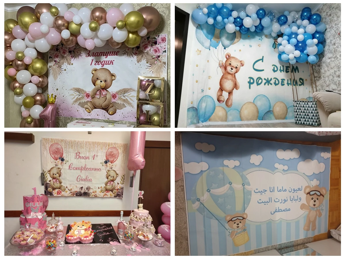 Photo Backdrop Teddy Bear Baby Shower Backdrop For Photography Party Decor