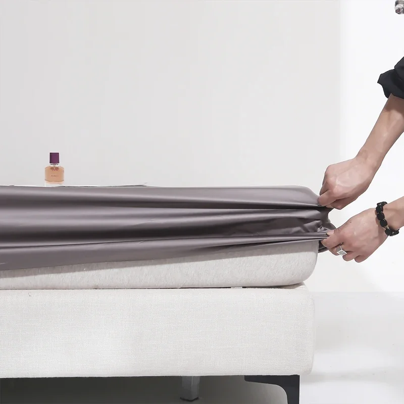 Grey Tencel Lyocell Fitted Sheet Set Fit All Around Elastic Deep Pocket  Softest Cooling Silky Smooth Bedding for Bedroom Decor 6