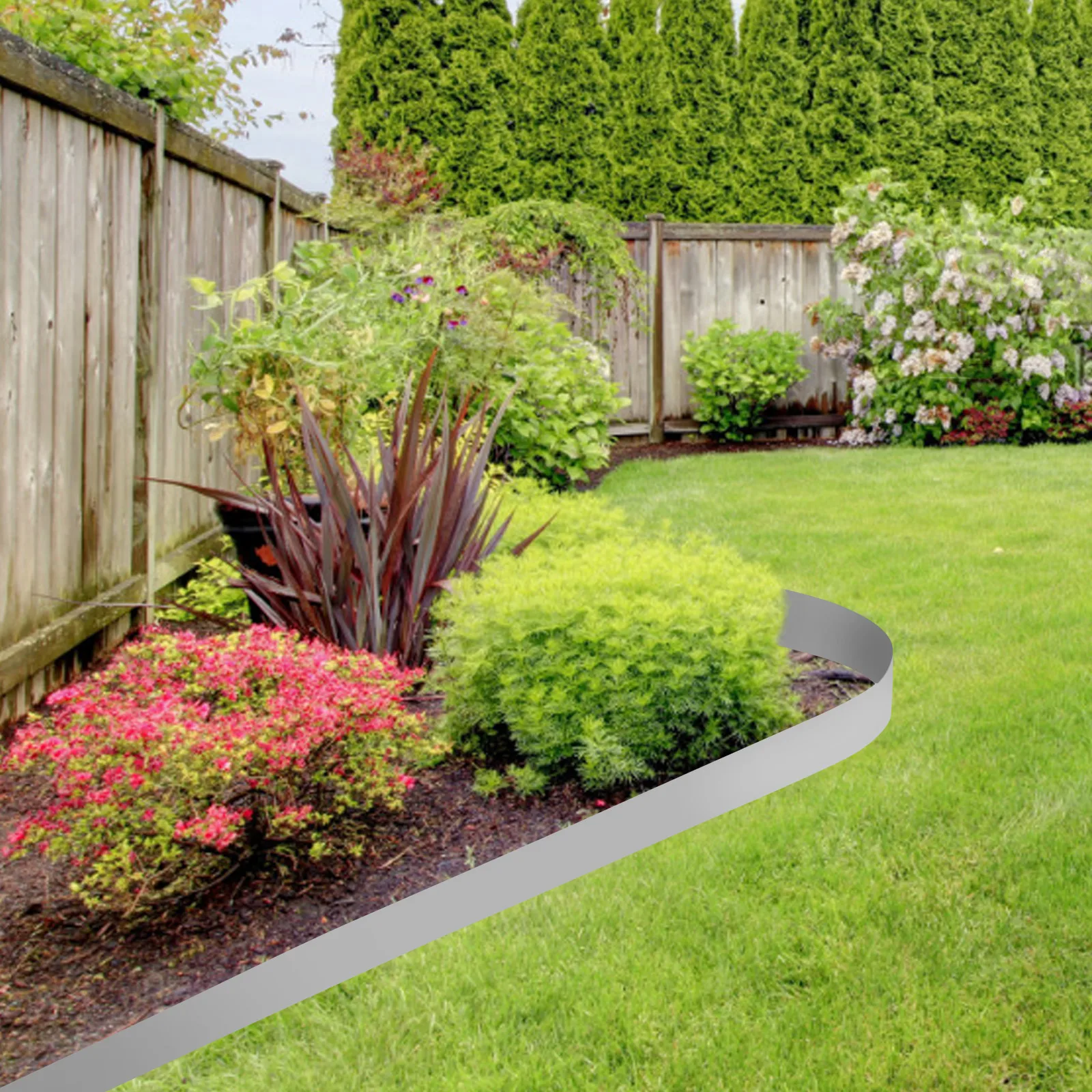 5-Panel Garden Edging Steel Landscape Edging Height with Ground Spikes for Garden Border Weed Control