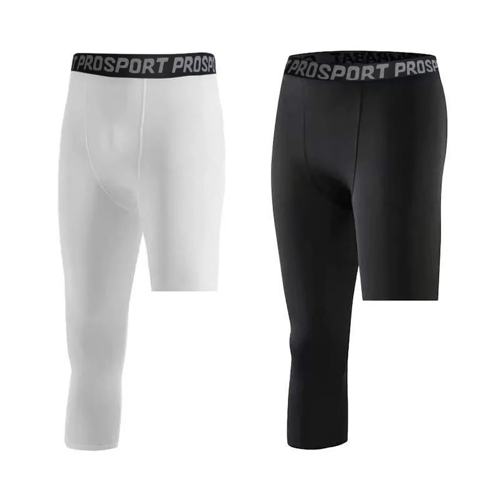 Men's Basketball Sport Tights Pants Compression Cropped One Leg Leggings Running Trousers Bottom Fitness Athletic Pant 1PC