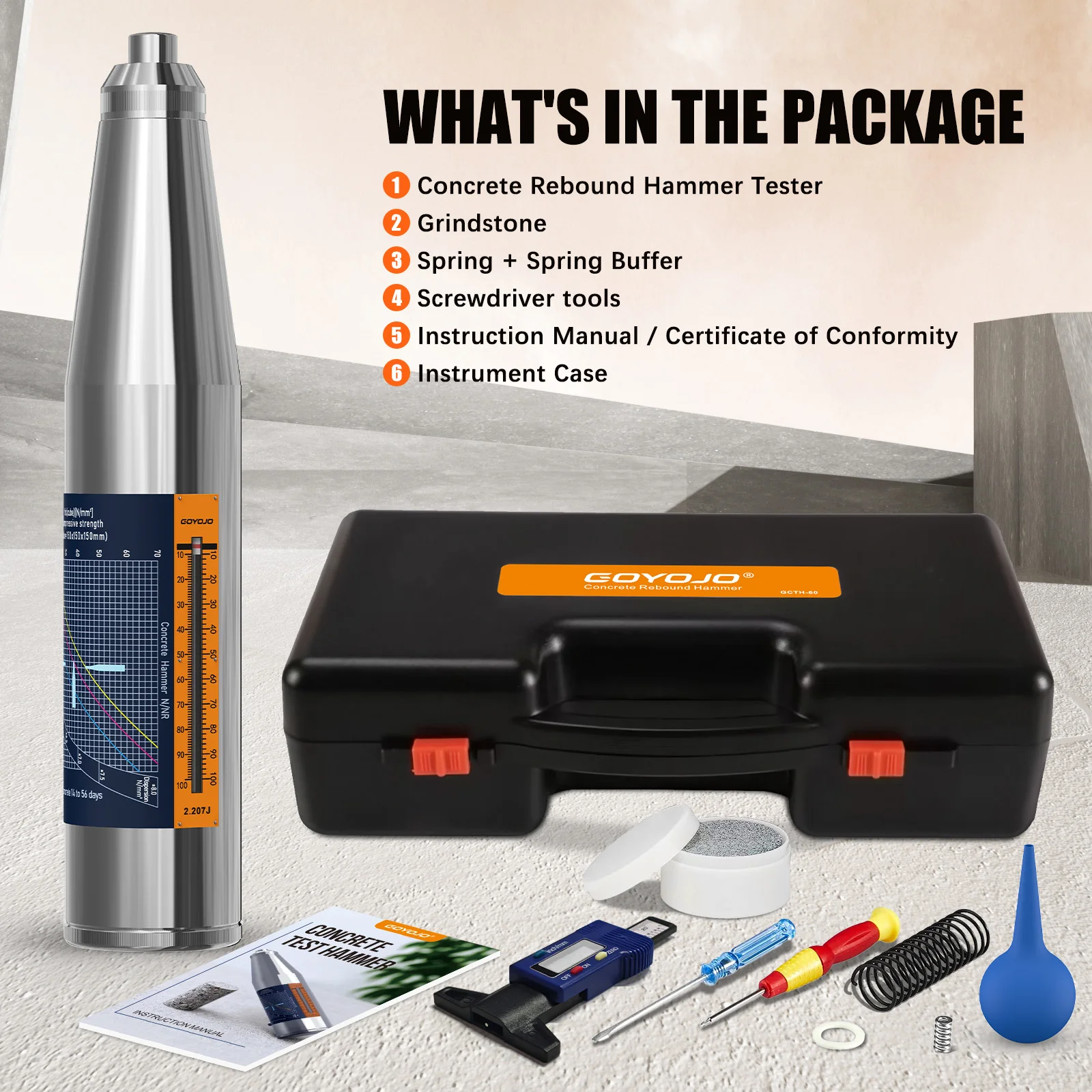Concrete Rebound Tester Concrete Rebound Hammer Tester Resiliometer Test Meter Tool