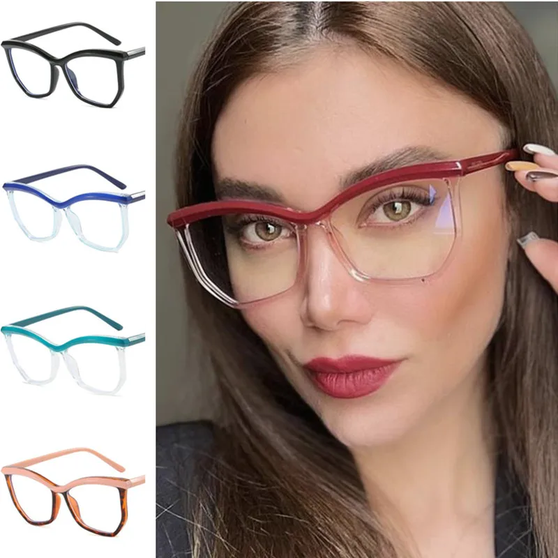 

NEW Anti-Blue Light Glasses Women Eyebrow Eyeglasses Cat Eye Eyewear Oversize Frame Spectacles Simplity Google Retro Ornamental