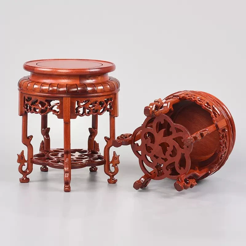 Dalbergia Cochinensis RedWood Carved Bonsai Display Pedestal Vase, Artical Statue, Luxury Collection Base, Classical Design