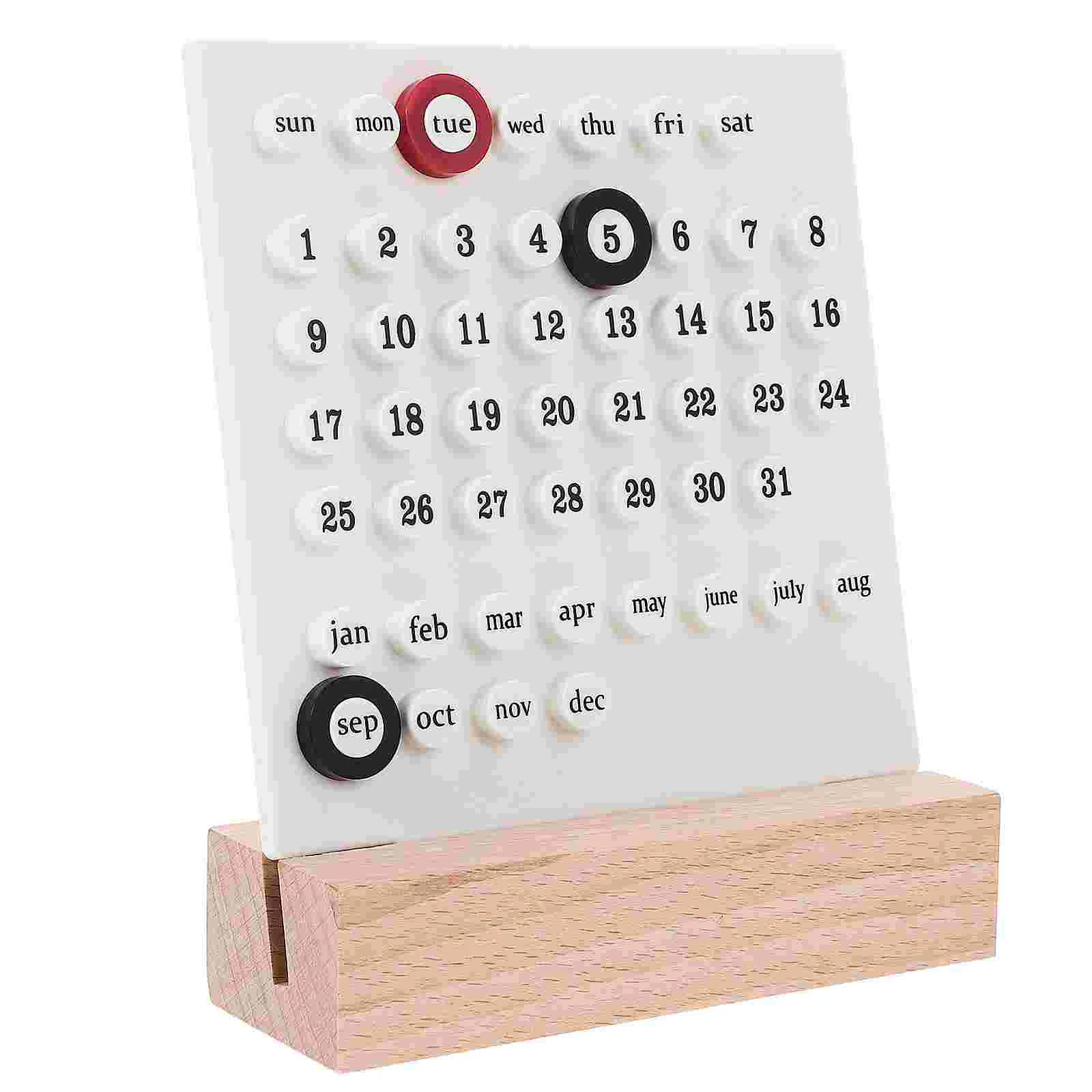 

Wood Perpetual Calendar Montessori Calendar Cute Desk Calendar Adjustable Week Month Date Display Calendar Home Office Desk