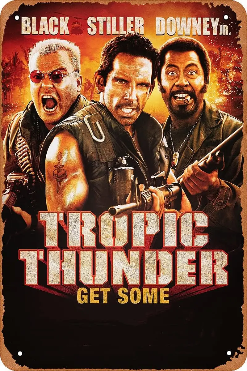 

Жестяной знак из фильма «Тропик грома» (2008), жестяная пещера, бар, клуб, домашнее настенное искусство, винтажный металлический жестяной знак 8x12 дюймов