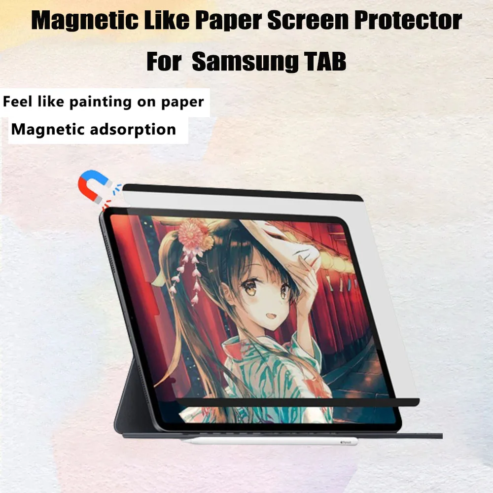 

Magnetic Like Paper Screen Protector For Samsung Tab A9+plus S9 FE S9 S6 S6 lite S7 S8 A8 S9 FE plus+ S7FE Reusable Screen Film