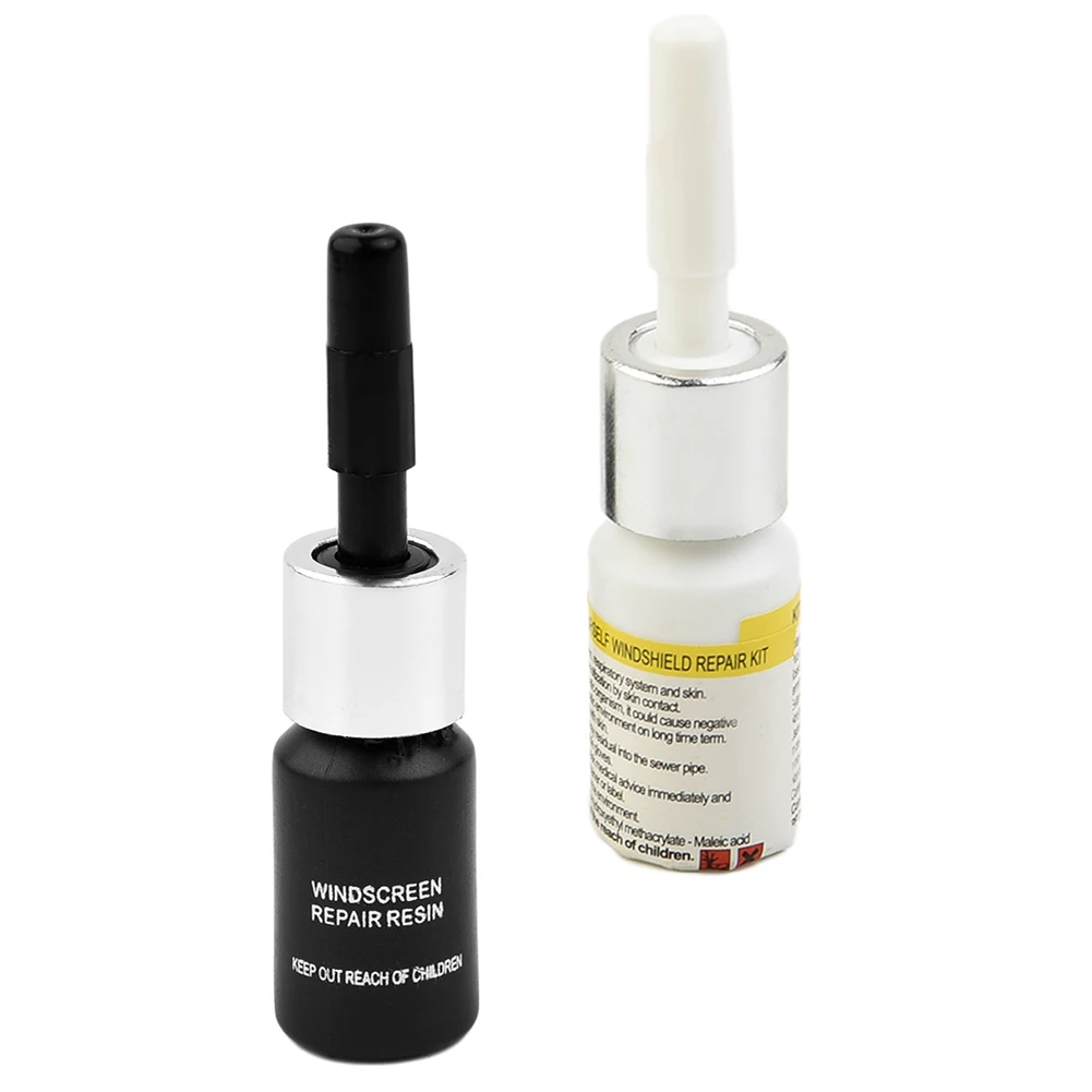 

New Parts Reapir Fluid Vehicle 2PCS Convenient Long Crack Practical Set3ml/bottle Windshield Glass Black &White