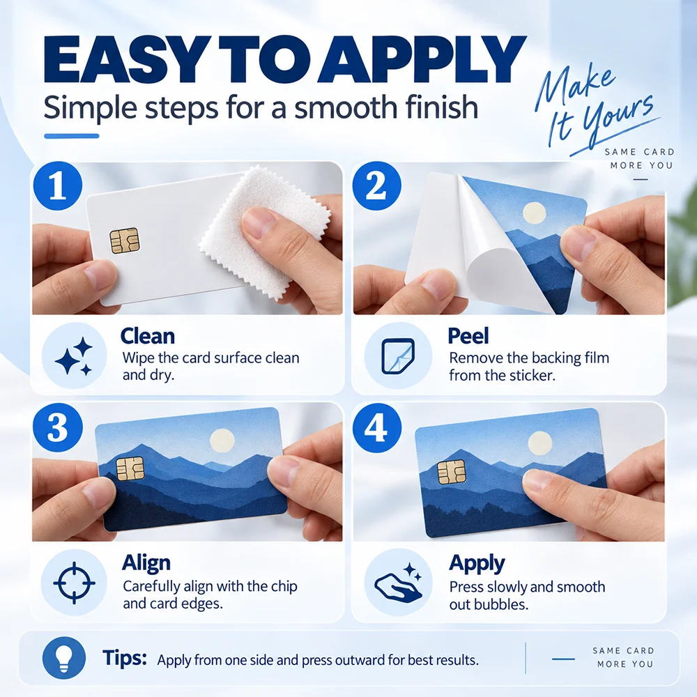 Custom Design Credit Card Sticker Set - 4-Piece Personalized Cover Set