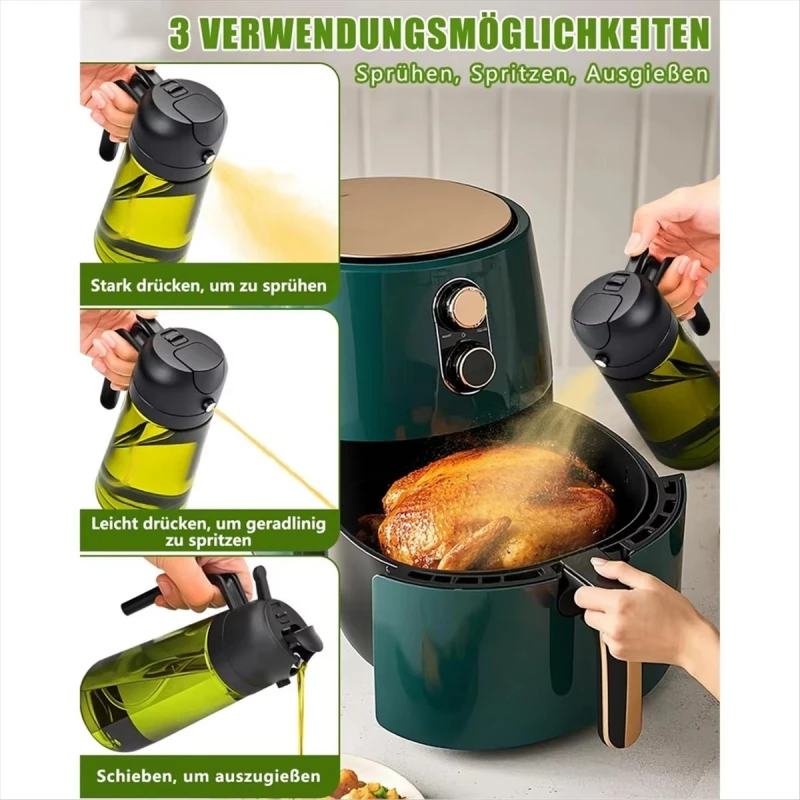 2-in-1 16oz 470ml Brown Glass Oil Sprayer Leakproof Eco-Friendly Olive Oil Dispenser Perfect for Cooking BBQ Grill Air Fryer 5