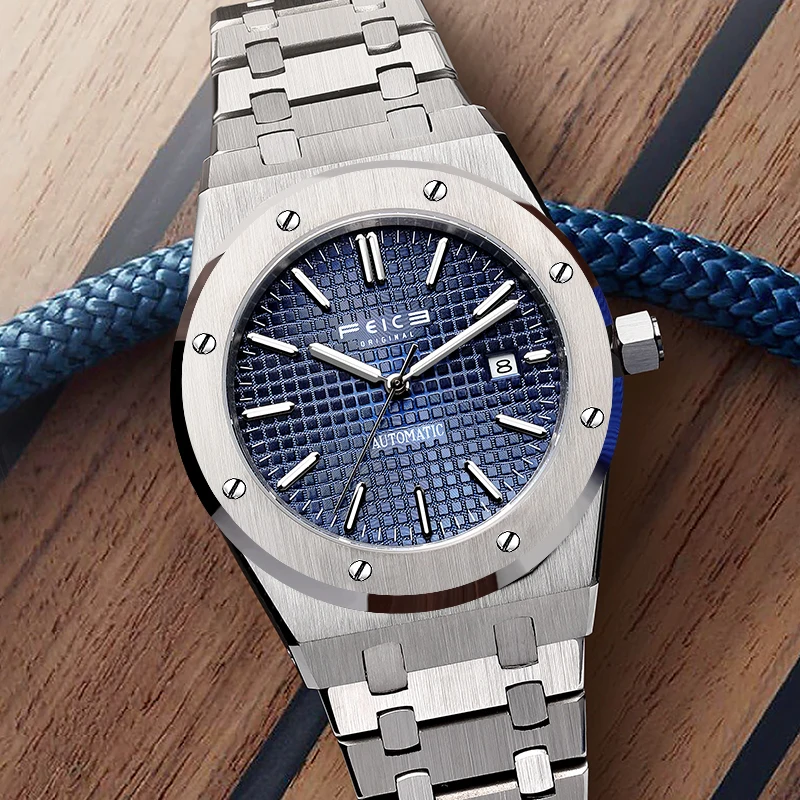 FEICE New Men's Automatic Mechanical Watch Skeleton Luminous Watch Waterproof Sapphire Mirror Luxury Stainless Steel Wristwatch 4