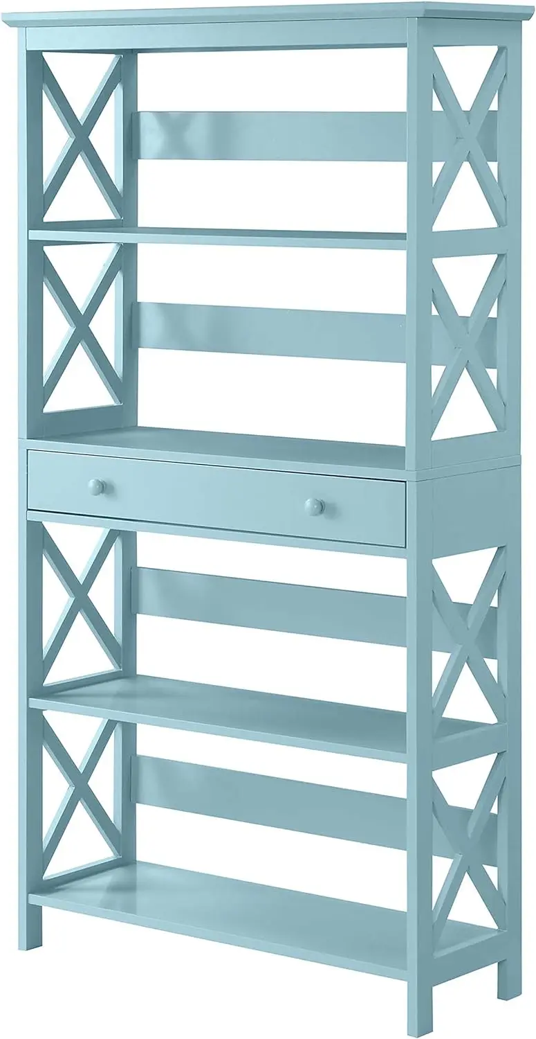 

Convenience Concepts Oxford 5 Tier Bookcase with Drawer, Sea Foam