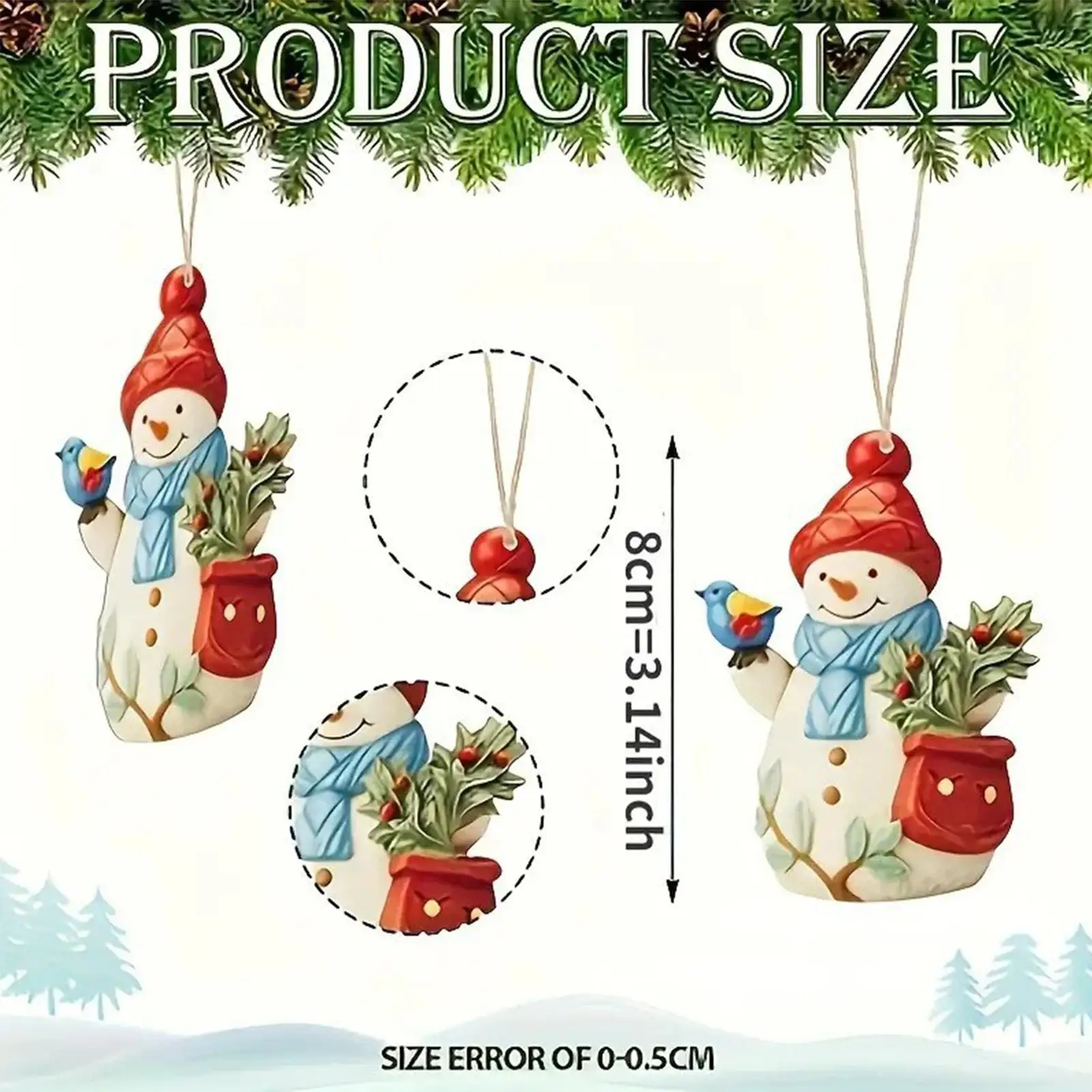 Snowman Christmas Decorations Christmas Tree Decorative Hangable Ornaments 9 Piece Wood Crafts Figurine Pendant For Home decor