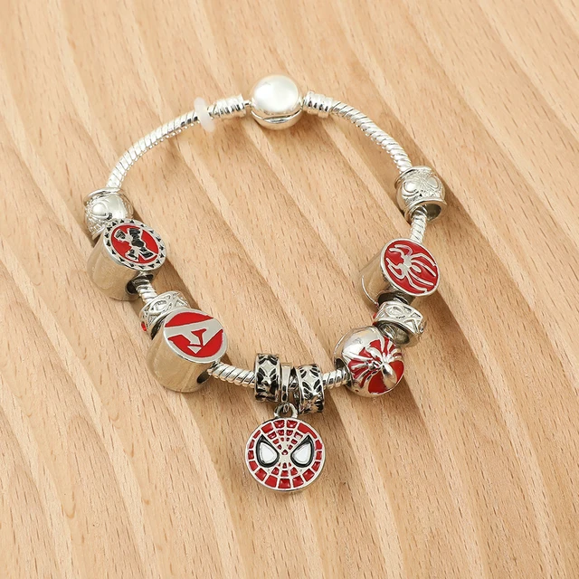 Marvel Movie Figure Superhero Spider Man Beads Bracelet Spiderman Mask  Modeling Metal Charms Bangles Diy Fashion Jewelry Bangles - Animation  Derivatives/peripheral Products - AliExpress