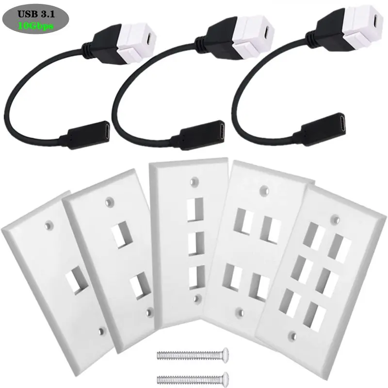 Розетка для шнура с пряжкой и кабелем USB 3,1
