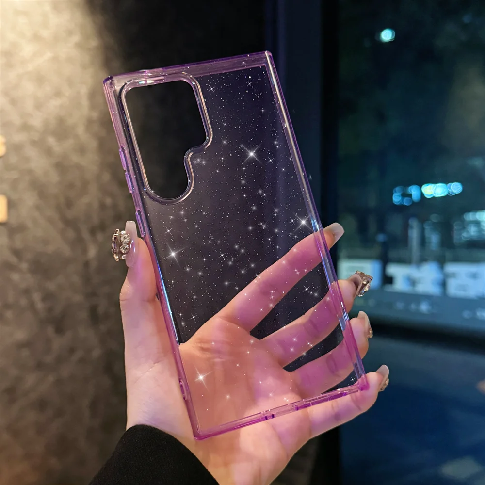 Transparent Glitter Magnetic Hard Cover Phone Case with PC + TPU Construction