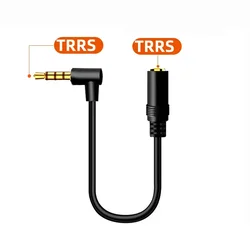 Right - Angle 3.5mm Audio Extension Cable - Male to Female Jack - 0.2m (4pole 3.5mm TRRS M - F)