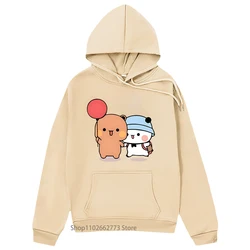 Bubu and Dudu Hugs Love Balloon Hoodies Panda Bear Graphic Sweatshirt Women Kawaii Print Pullover Spring Winter Tops Men Casual
