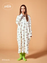Gelato Pique Room Wear Yoshi piżama sukienka damska nocna spódnica Knitting Cotton Sleep Tops tanie tanio Do kolan POLIESTER CN (pochodzenie) Koszule nocne Pełne Normalna AUTUMN W stylu rysunkowym WOMEN