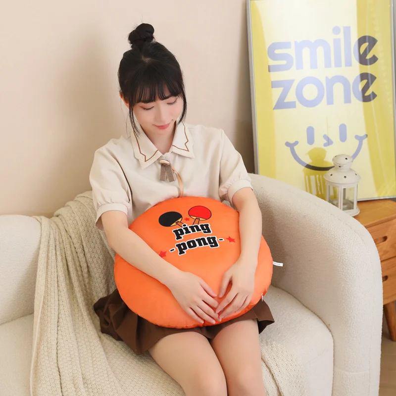 48cm Sports Ball Plush Pillow Stuffed Soft Seat Cushion Decorative Volleyball Rugby Table Tennis Basketball Golf Billiards Gift 5