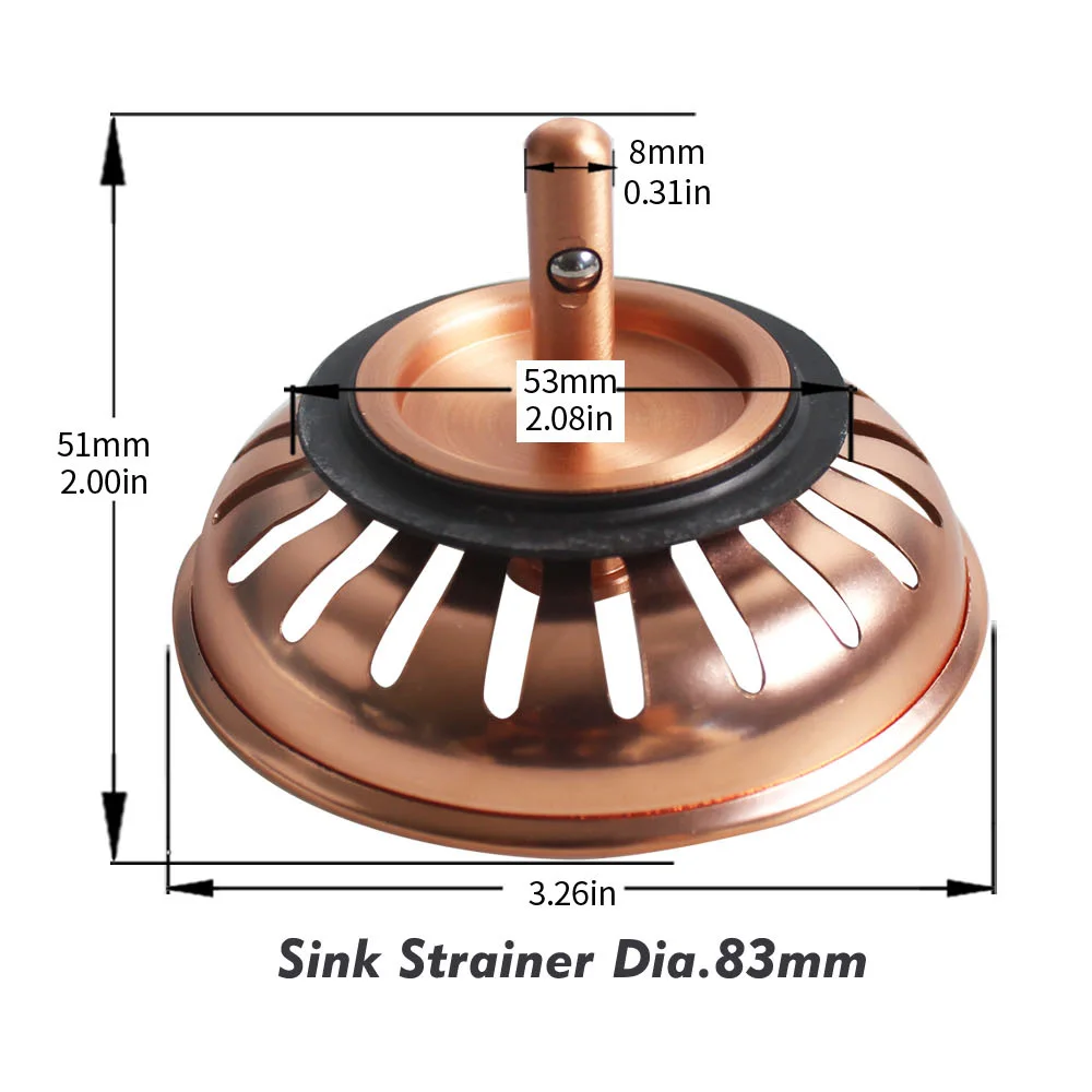 Talea Sink Strainers for Kitchen Sink,83MM Drain Stopper Red Antique Copper (Pack of 2)