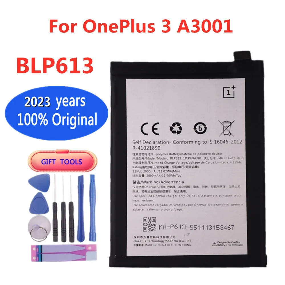 

2023 New BLP613 3000mAh Original 1 + Phone Battery For Oneplus 3 A3001 One Plus 3 Genuine Replacement Batteries With Tools