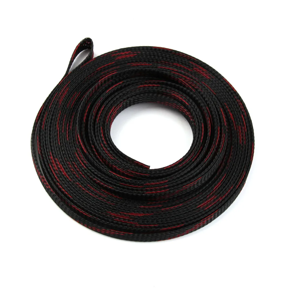 Wire Wrap 50 Foot 1/4 Inch Black Expandable Wire Sleeving | Braided Cable Loom Tubing For Wire Management Cable Sleeving