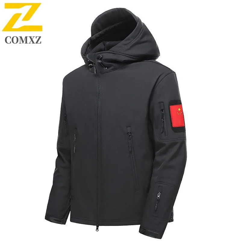 Men's Camo Fleece Lined Softshell Jacket Windproof Thermal Outdoor Coat for Hiking Hunting Tactical Military Style Windbreaker